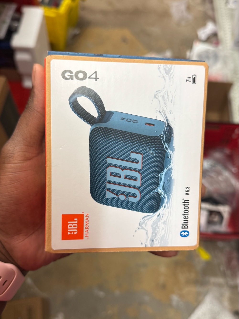JBL GO 4 Portable Bluetooth Speaker - Blue with Red Accent